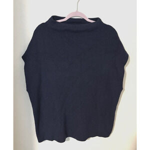 Chico's Blue Ribbed Soft Wool Blend High Neck Sleeveless Chunky Sweater 2 or L